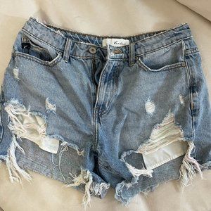 KanCan denim shorts w/ colorful threading!